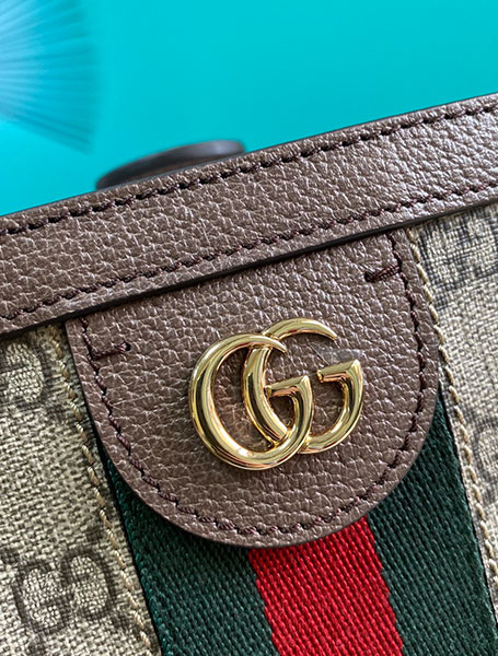 Gucci古驰Ophidia系列条纹织带中号GG托特手提包