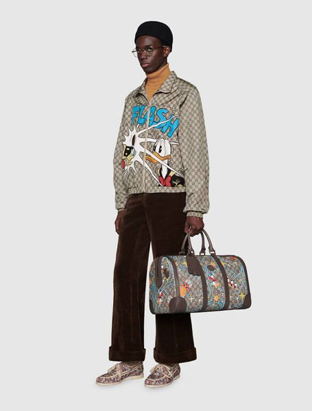 Gucci高仿包包 古驰a货包包 Disney迪士尼 x Gucci联名唐老鸭印花旅行包