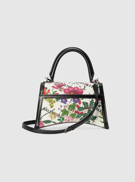 Gucci高仿包包 古驰a货包包 GuccixBalenciaga联名款花朵印花Hourglass沙漏包