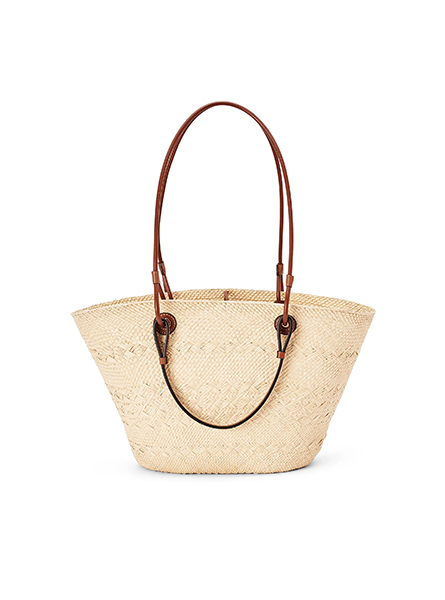 高仿罗意威|A货女包  LOEWE罗意威 伊拉卡棕榈纤维和牛皮革 Anagram Basket 手袋