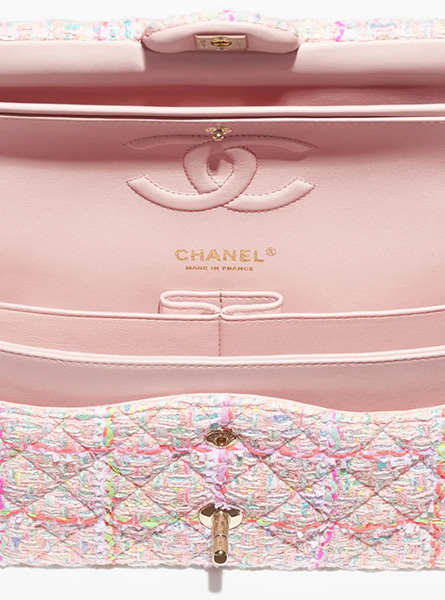 高仿Chanel女包 | 香奈儿2024新款包包 斜纹软呢 粉橙色 口盖包链条包