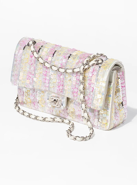 高仿Chanel女包 | 香奈儿2024新款包包 刺绣丝缎、亮片与银色金属 口盖包链条包