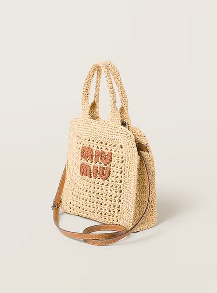高仿Miu Miu包包 | Miu Miu 2024新款包包 自然色 椰棕编织托特包 手提包