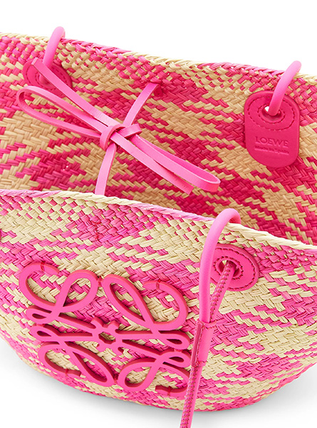 高仿罗意威女包| LOEWE包包 2024新款包包 紫红色 小号棕榈叶和牛皮革Basket手袋
