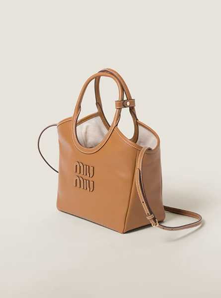 高仿MIUMIU包包 | A货缪缪包包 2024年MIUMIU新款 干邑色 IVY皮革手袋 托特包