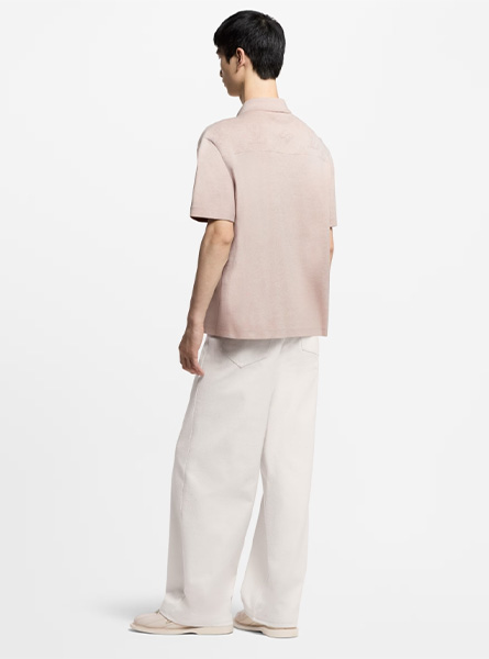 LV高仿男装 | 路易威登 A货服装  2025夏季LV新款 MONOGRAM 压纹针织短袖衬衫