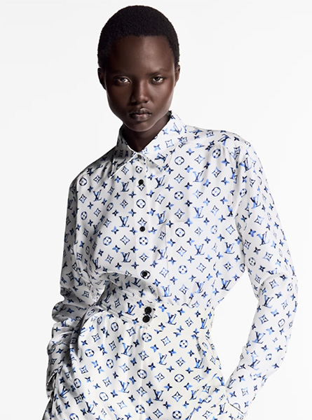 LV高仿女装 | 路易威登 A货服装  2025夏季LV新款 AQUARELLE MONOGRAM 桑蚕丝衬衫