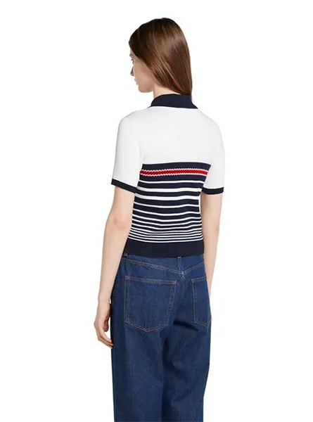 GUCCI高仿女装 | 古驰A货服装  2025夏季GUCCI新款 饰嵌花棉质编织Polo衫