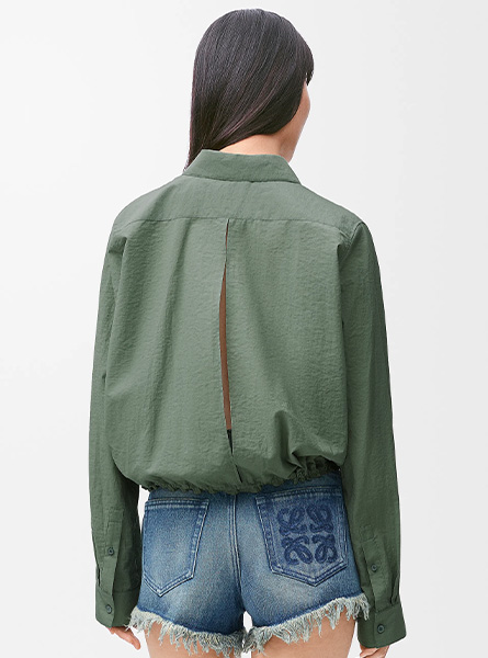 LOEWE高仿女装 | 罗意威A货服装  2025夏季LOEWE新款 棉质混纺衬衫