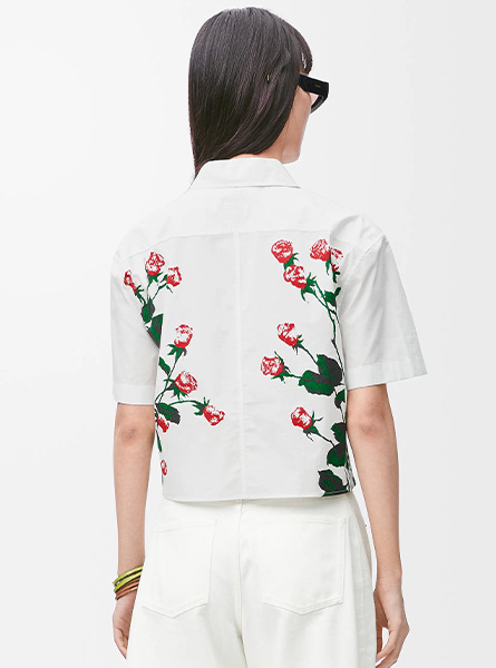 LOEWE高仿女装 | 罗意威A货服装  2025夏季LOEWE新款 棉质短袖衬衫