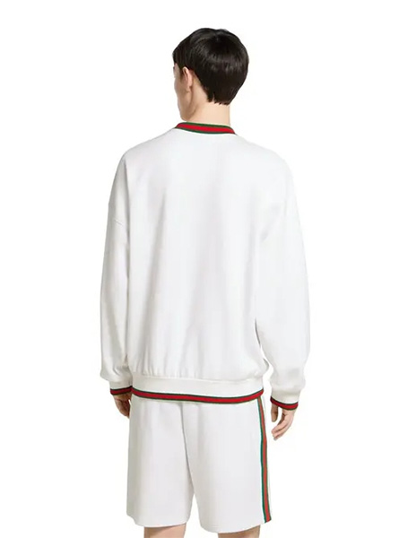 GUCCI高仿男装 | 古驰A货服装  2025夏季GUCCI新款 饰织带珠地棉卫衣