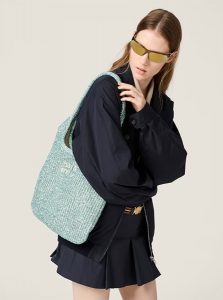 高仿MIUMIU包包 | A货缪缪包包 2025夏季MIUMIU新款茴香色 IVY亮片网眼手袋