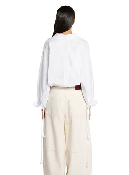 GUCCI高仿女装 | 古驰A货服装  2025夏季GUCCI新款 系带棉质花卉提花衬衫