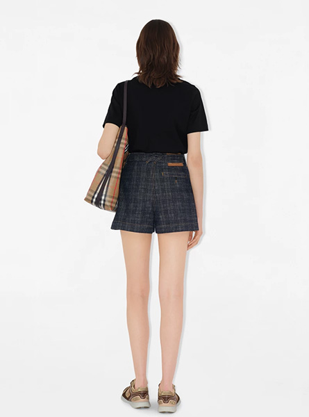 BURBERRY高仿女装 | 巴宝莉 A货服装 2025夏季BURBERRY新款 束带格纹牛仔短裤