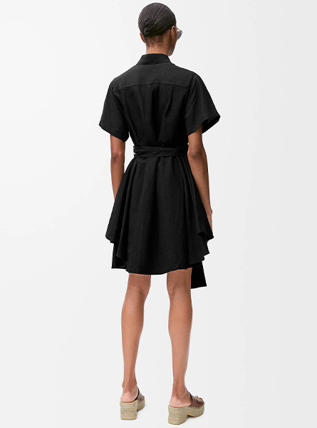 LOEWE高仿女装 | 罗意威A货服装  2025夏季LOEWE新款 粘胶纤维和亚麻衬衫连衣裙