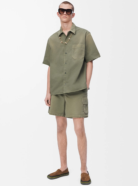 LOEWE高仿男装 | 罗意威A货服装  2025夏季LOEWE新款 Anagram 棉质短袖衬衫