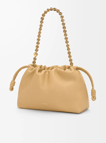 高仿LOEWE包包 | A货罗意威包包 2025年LOEWE新款 中号柔软纳帕羊皮革 深黄油色 Flamenco Purse 手袋