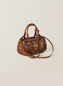 高仿MIUMIU包包 | A货缪缪包包 2025夏季MIUMIU新款 干邑色 皮革篮子
