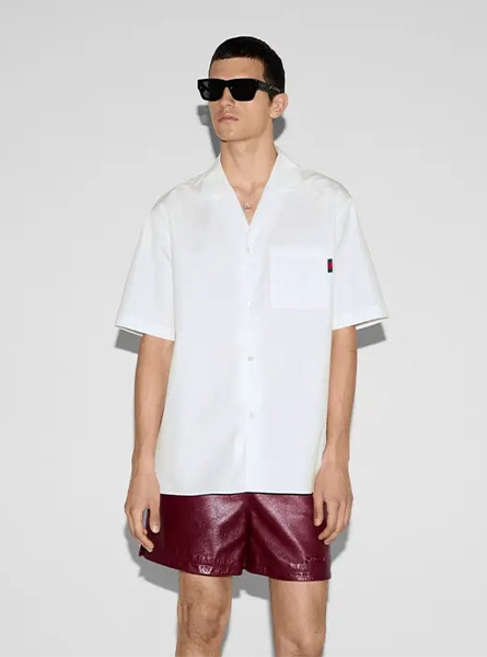 GUCCI高仿男装 | 古驰A货服装  2025夏季GUCCI新款 常规版型饰织带棉质衬衫