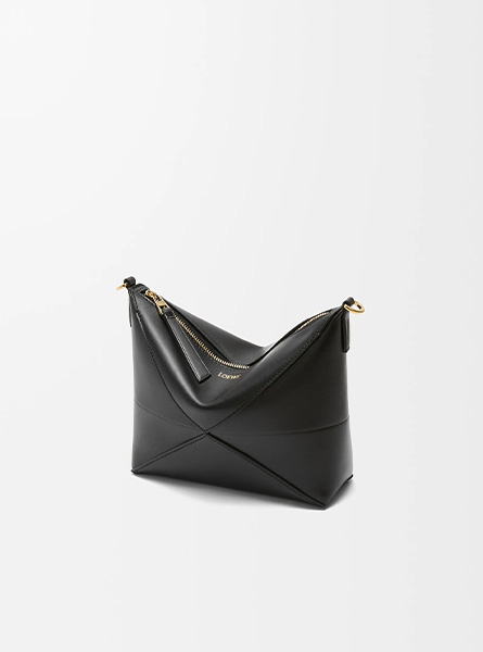 高仿LOEWE包包 | A货罗意威包包 2025年LOEWE新款 黑色 亮面纳帕牛皮革 Puzzle Fold pouch