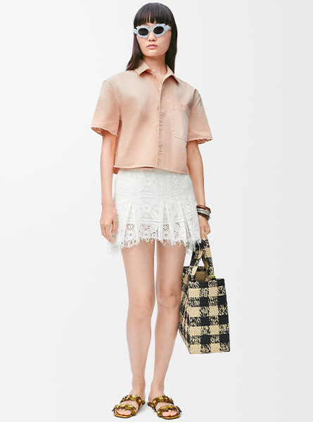 LOEWE高仿女装 | 罗意威A货服装  2025夏季LOEWE新款 棉质短袖衬衫