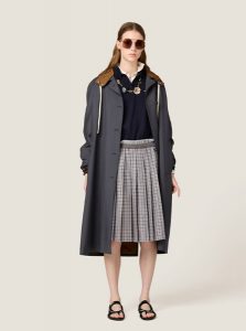 MIUMIU高仿女装 | 缪缪A货服装  2025夏季MIUMIU新款 飞行员蓝 褶皱格纹裙