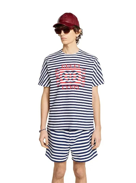 GUCCI高仿男装 | 古驰A货服装  2025夏季GUCCI新款 印花针织棉T恤