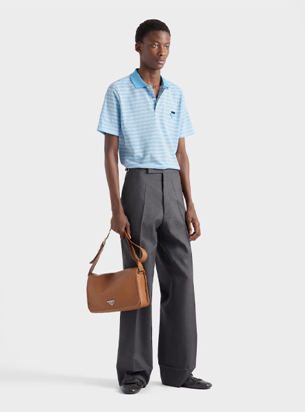 PRADA高仿男装 | 普拉达 A货服装  2025夏季PRADA新款 条纹棉质 Polo 衫
