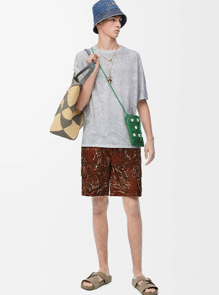 LOEWE高仿男装 | 罗意威A货服装  2025夏季LOEWE新款 单宁布工装短裤