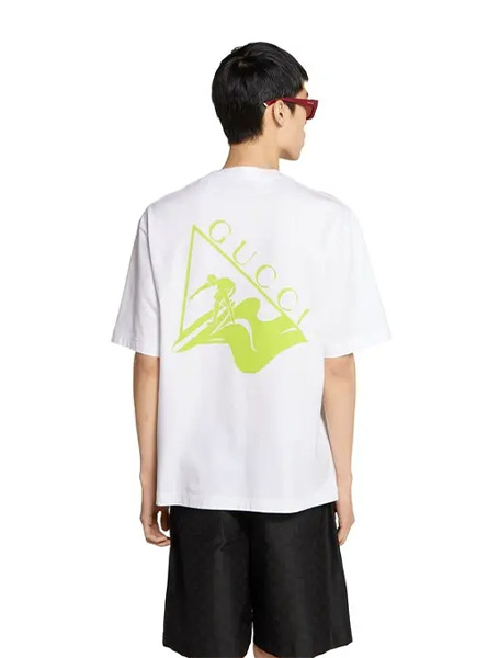 GUCCI高仿男装 | 古驰A货服装  2025夏季GUCCI新款 印花针织棉T恤