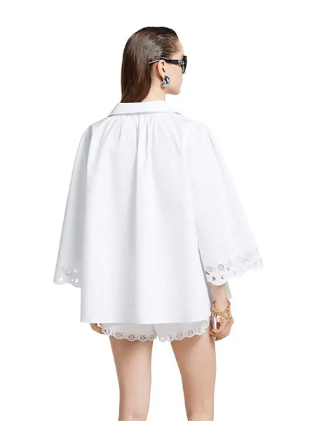 GUCCI高仿女装 | 古驰A货服装  2025夏季GUCCI新款 饰刺绣棉府绸衬衫