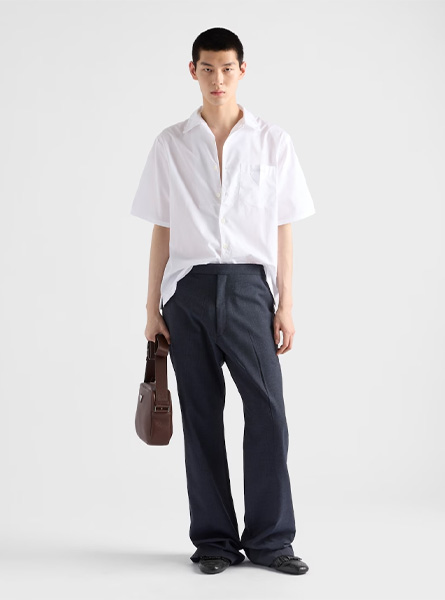 PRADA高仿男装 | 普拉达 A货服装  2025夏季PRADA新款 棉质保龄球衬衫