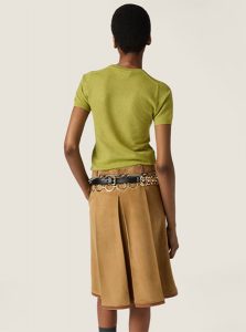 MIUMIU高仿女装 | 缪缪A货服装  2025夏季MIUMIU新款 淡草绿色 羊绒毛衣