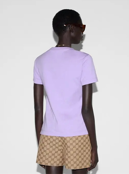 GUCCI高仿女装 | 古驰A货服装  2025夏季GUCCI新款 饰印花针织T恤