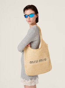 高仿MIUMIU包包 | A货缪缪包包 2025夏季MIUMIU新款 中性色 IVY Raffia质感和亚麻手袋