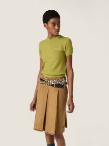 MIUMIU高仿女装 | 缪缪A货服装  2025夏季MIUMIU新款 淡草绿色 羊绒毛衣