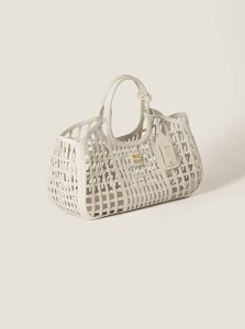 高仿MIUMIU包包 | A货缪缪包包 2025夏季MIUMIU新款 粉笔白皮革篮子