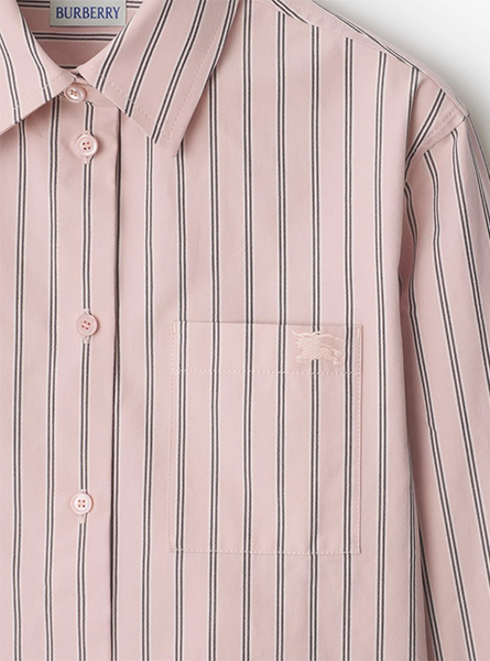 BURBERRY高仿女装 | 巴宝莉 A货服装 2025夏季BURBERRY新款 常规版型条纹棉质帆布衬衫
