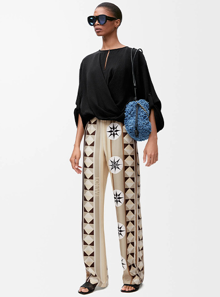 LOEWE高仿女装 | 罗意威A货服装  2025夏季LOEWE新款 棉质和丝绸女式衬衫