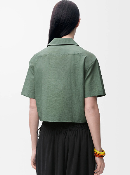 LOEWE高仿女装 | 罗意威A货服装  2025夏季LOEWE新款 棉质混纺短袖衬衫