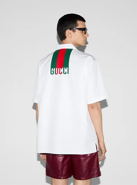 GUCCI高仿男装 | 古驰A货服装  2025夏季GUCCI新款 常规版型饰织带棉质衬衫