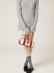 高仿MIUMIU包包 | A货缪缪包包 2025夏季MIUMIU新款 自然色  Beau帆布和皮革手袋