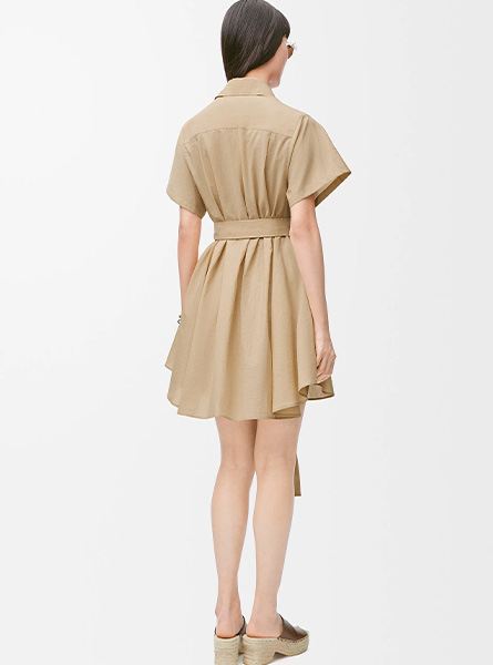 LOEWE高仿女装 | 罗意威A货服装  2025夏季LOEWE新款 棉质混纺衬衫式连衣裙