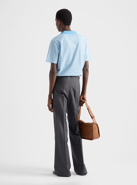 PRADA高仿男装 | 普拉达 A货服装  2025夏季PRADA新款 条纹棉质 Polo 衫