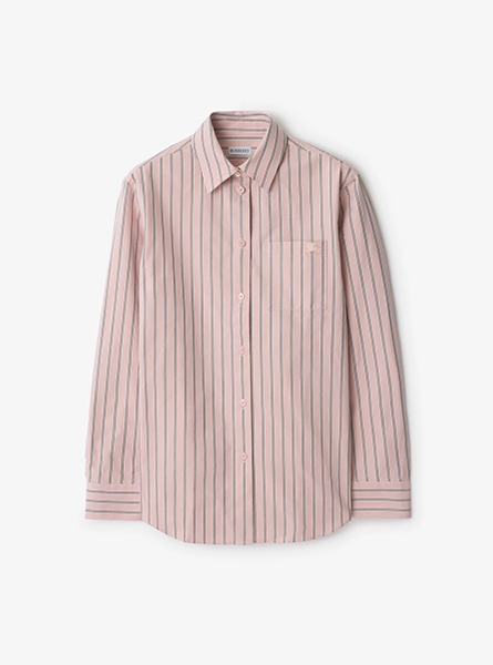BURBERRY高仿女装 | 巴宝莉 A货服装 2025夏季BURBERRY新款 常规版型条纹棉质帆布衬衫