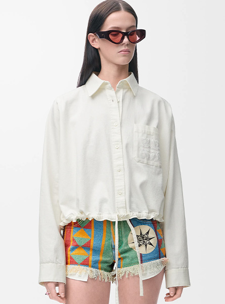 LOEWE高仿女装 | 罗意威A货服装  2025夏季LOEWE新款 单宁布衬衫