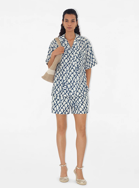 BURBERRY高仿女装 | 巴宝莉 A货服装 2025夏季BURBERRY新款 常规版型扭结印花丝质衬衫