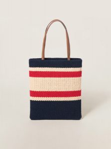高仿MIUMIU包包 | A货缪缪包包 2025夏季MIUMIU新款 蓝色Raffia效果编织托特包