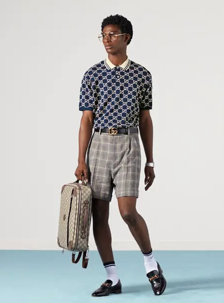 GUCCI高仿男装 | 古驰A货服装  2025夏季GUCCI新款 GG弹力棉Polo衫