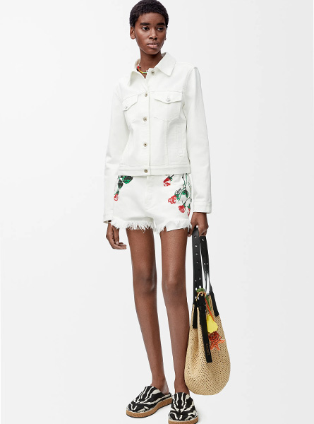 LOEWE高仿女装 | 罗意威A货服装  2025夏季LOEWE新款 单宁布短裤